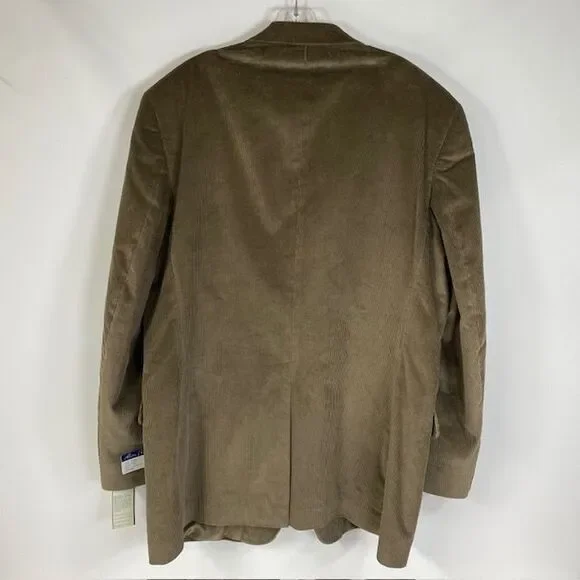 Alan Flusser Luxurious Plush Corduroy Sport Coat Blazer Tan Cotton Jacket 46L - Picture 4 of 11